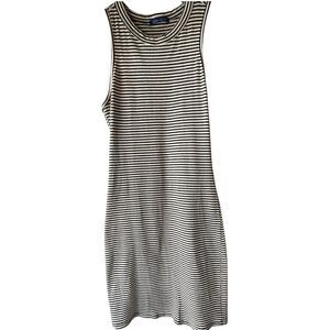 Sweet Claire Women’s Black & White Striped Retro Inspired Tank Dress Size Small